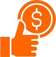 Thumbs up with dollar sign icon.