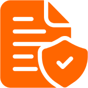 Document icon with shield and checkmark.